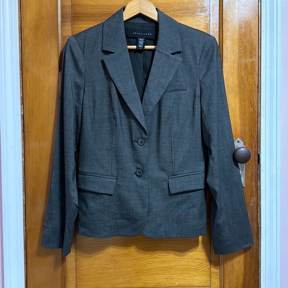 Apostrophe Grey Two Button Blazer Jacket Women’s US 8